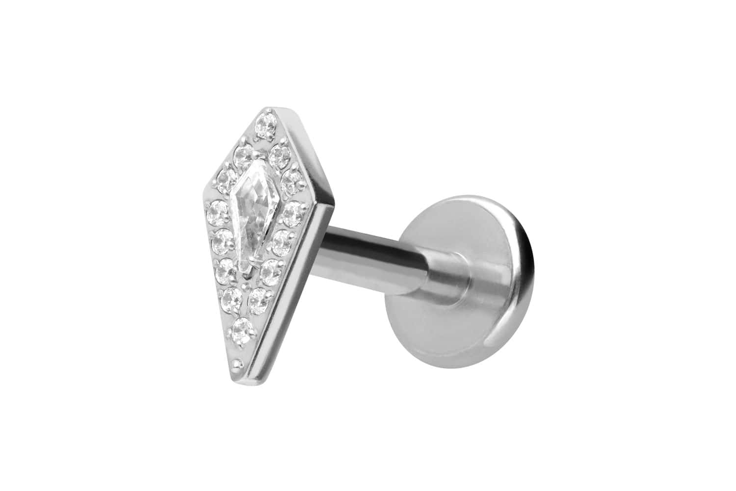 Titan Labret Piercing mit Push Fit KRISTALLSCHILD